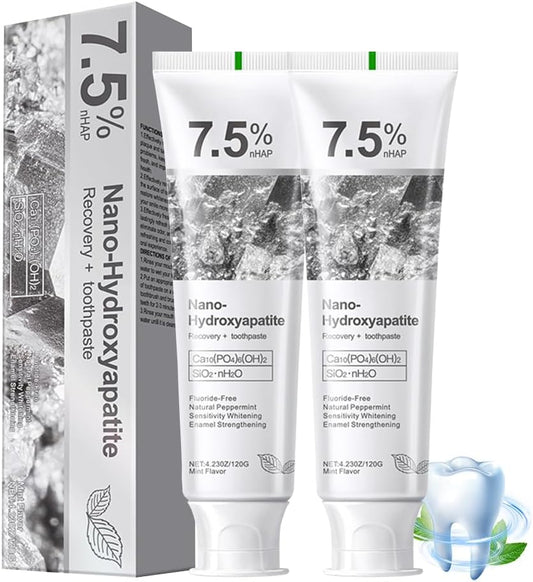 Hydroxyapatite Toothpaste for Advanced Enamel Protection, Fluoride-Free Nano Hydroxyapatite Toothpaste, Gentle and Effective Formula, Fresh Breath, Suitable for Sensitive Teeth 2 Pack