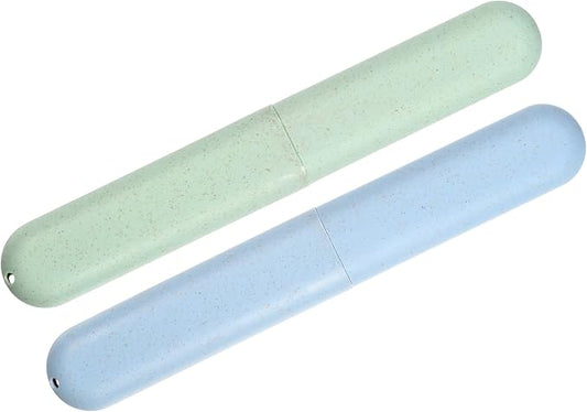 2pcs, Traveling Toothbrush Holders Case, PP Toothbrush Case for Travel Business, Green, Blue, 8.07''x1.22''x0.83'' Routine