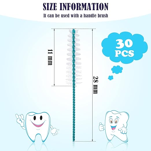 Interdental Brush Soft Dental Picks Tooth Floss Interdental Brush Betweens Refills White Refills for Tooth Cleaning (Small,30 Pieces)
