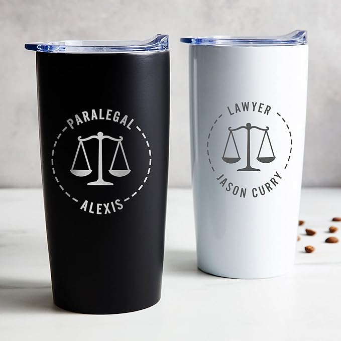 Lifetime Creations Engraved Personalized Lawyer Tumbler with Lid 20 oz (Black) - Gift for Paralegal, Attorney, Judge, Law School Graduation Coffee Travel Mug