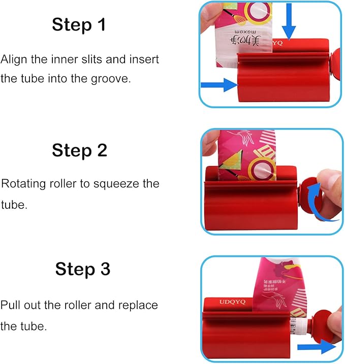 Toothpaste Squeezer - Metal Tube Squeezer Stainless Steel Tube Wringer UDQYQ Toothpaste seat Holder Stand (Red)