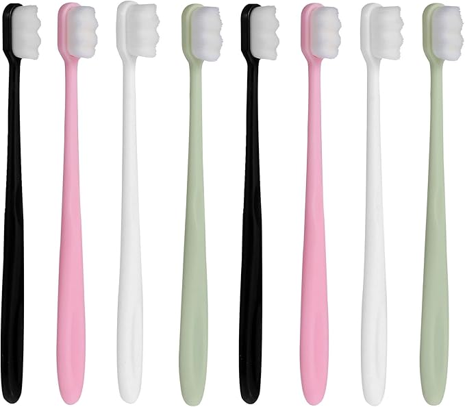 8Pcs Ultra Soft Toothbrush Set for Adults and Puerpera, Manual Teeth Cleaning Toothbrush with Fine Bristles, Portable Oral Care for Sensitive Gums and Deep Cleaning