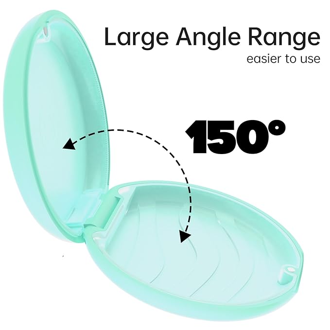 Retainer Case, Slim Aligner Case Compatible with Invisalign, Cute Retainer Box with Silicone Pads, Mint Green