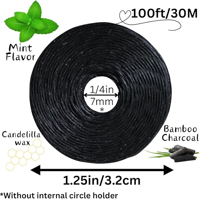 BOONBOO Dental Floss Refill Rolls, Charcoal Woven Thread, 4 Pack, Mint Flavor…
