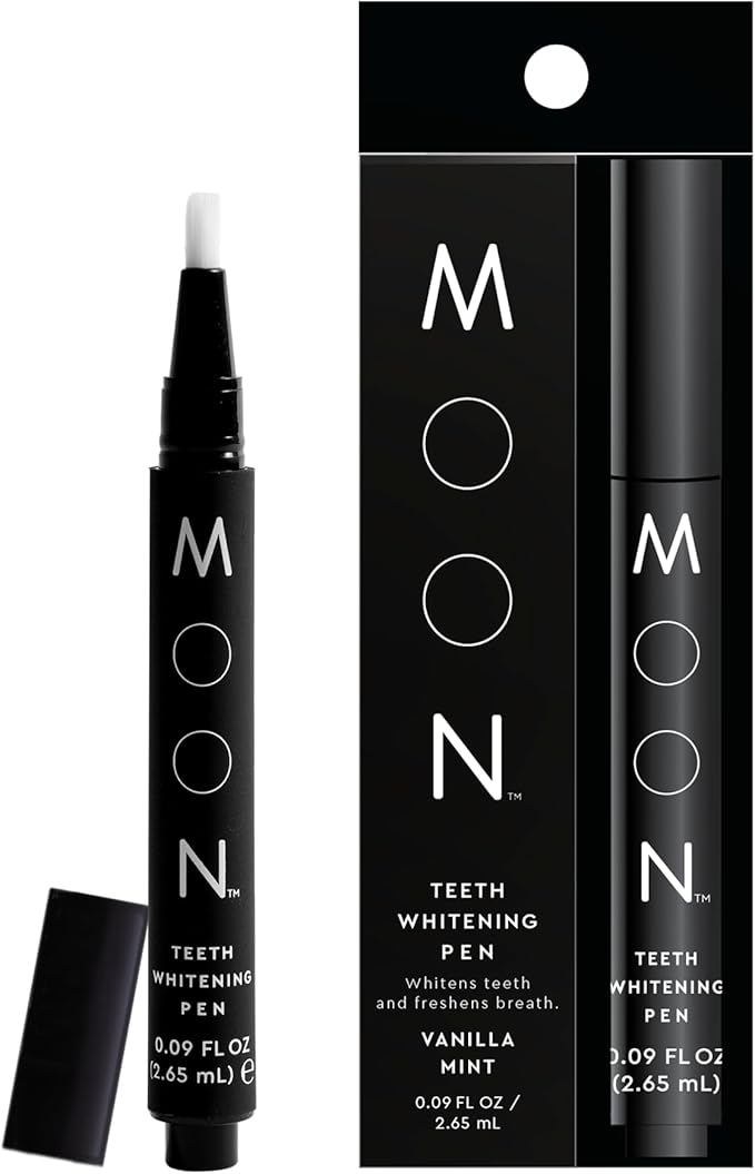 MOON Teeth Whitening Pen - Gentle on Sensitive Teeth, Whitens with Antioxidants & Essential Oils - Vegan Whitening Gel in an Easy Applicator - Vanilla Mint