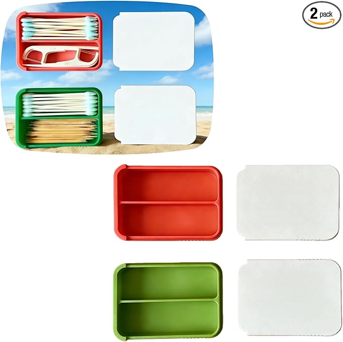 Compact Travel Case for Floss Picks & Q-Tips, 2PCS-Portable Oral Care Organizer for Toiletry Bag, Small Hygiene Storage Box for Travel & Daily Use