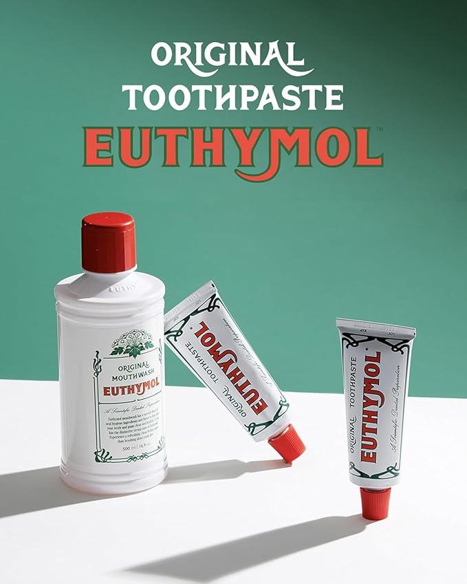 EUTHYMOL Original Pink Toothpaste (3.7fl oz * 2ea/Pack of 2) - Fluoride-Free Toothpaste for Sensitive Teeth & Gum. Bad Breath, Cavity Prevention, 12-Hour Long Lasting Freshness with Wintergreen