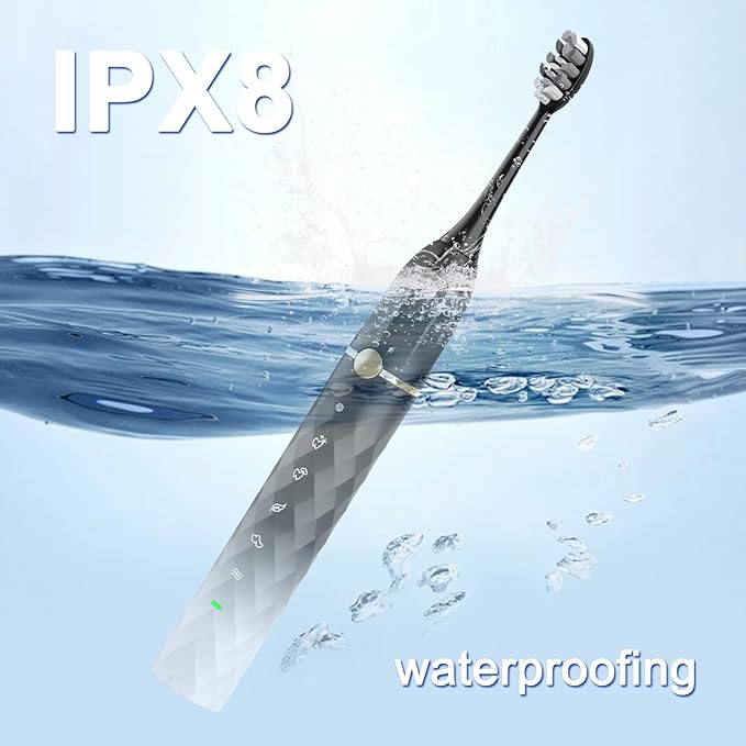 Electric Toothbrush Set, Equipped with 10 Brush Heads and Travel case, IPX8 Waterproof, 2-Minute Timer, 42000 high-Frequency Vibrations, 5 Modes, The First Choice for Gift Giving