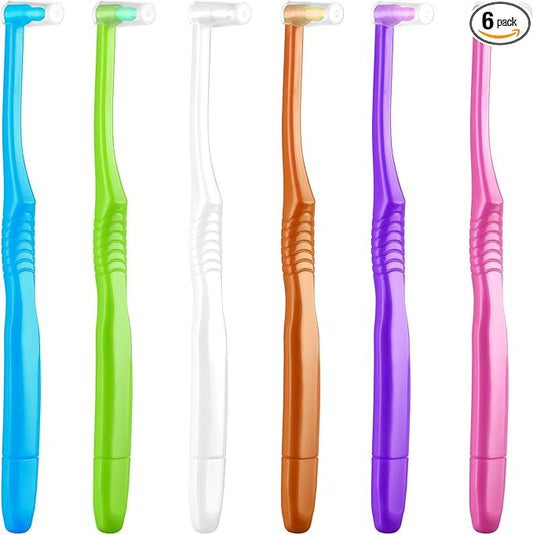 Fregum 2 in 1 End Tuft Toothbrush with Interdental Brush for Orthodontic, Braces, Implants, Retainers, Back Teeth, and Wisdom Teeth, Soft Bristles, 6 Pcs