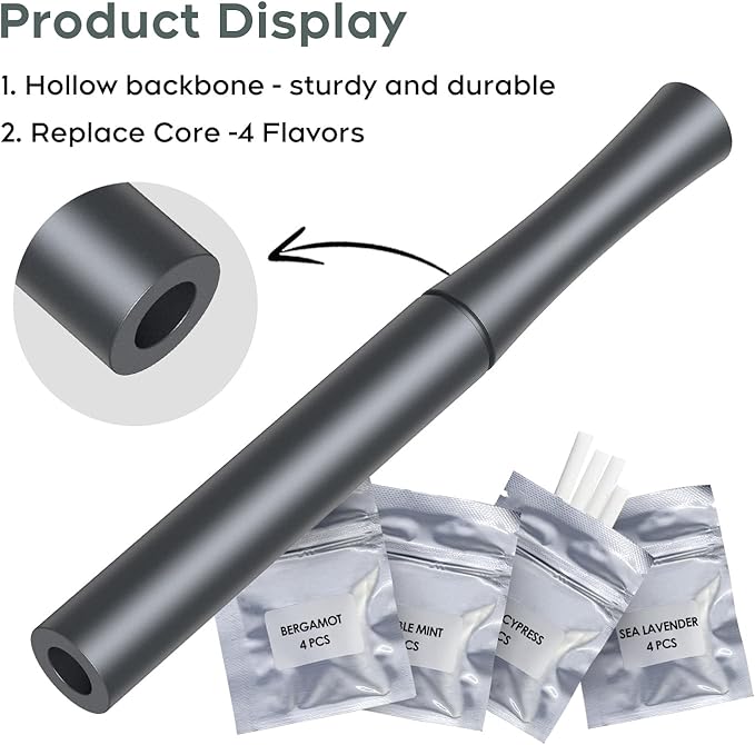 Double Mint Fresh Air Device,Smokeless Inhalers,Reduces Bad Hand Habits,Double Mint Aluminum Mouth Retainer,Comes with 4 Flavored Cotton Wickets-J13