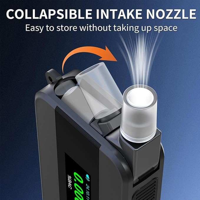 FABULETTA Portable Breath Alcohol Tester, Breathalyser Alcohol Test Tool for Personal Use, IPS HD Screen, 15 Detachable Mouthpieces, Quick 5 Second Measurement