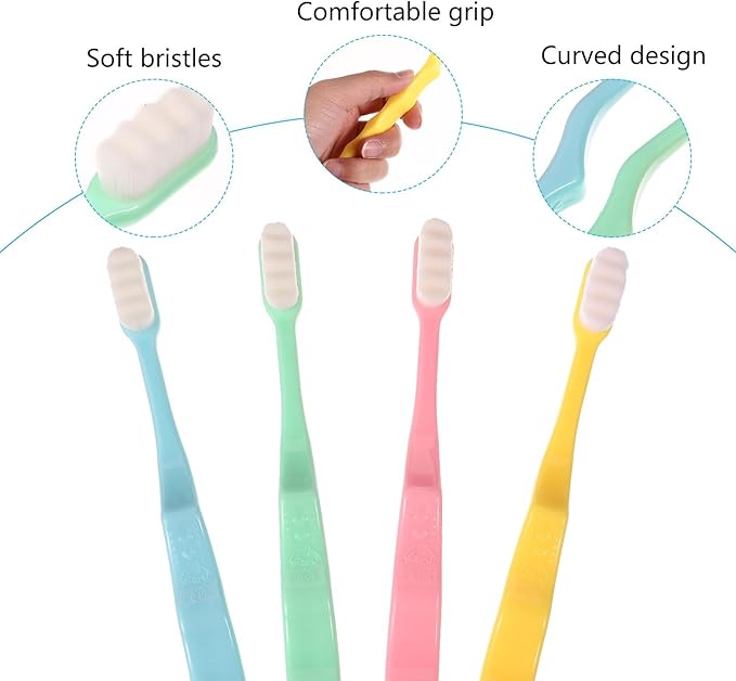 Ultra Soft Bristle Toothbrush 4pcs, Mild Cleaning Oral Care Tool for Sensitive Gums, Assorted Colors for Adults’ Daily Use
