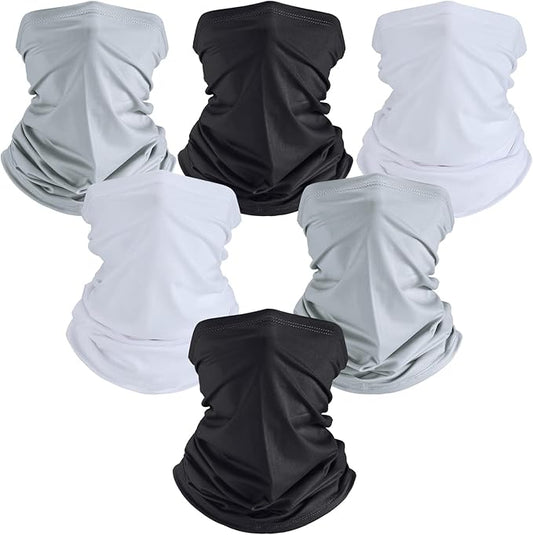6 Pieces Ski Mask for Men Neck Gaiters Scarf Face Covering Balaclava Winter Cycling Running Fishing Masks Windproof Bandana (Black, Gray, White,6 Pieces)