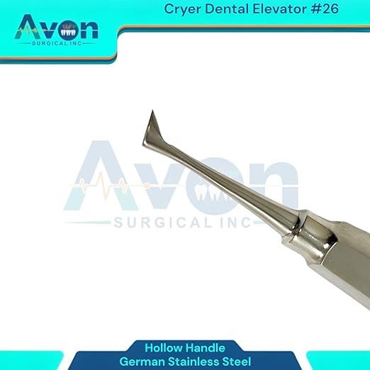 Root and Tooth Extraction Dental Cryer Elevator Pick, Sharp Angled Tip, Color-Coded Handle Ends | Autoclave-Safe German Stainless Steel Dental Instruments (1, #26 Cryer - Gold End)