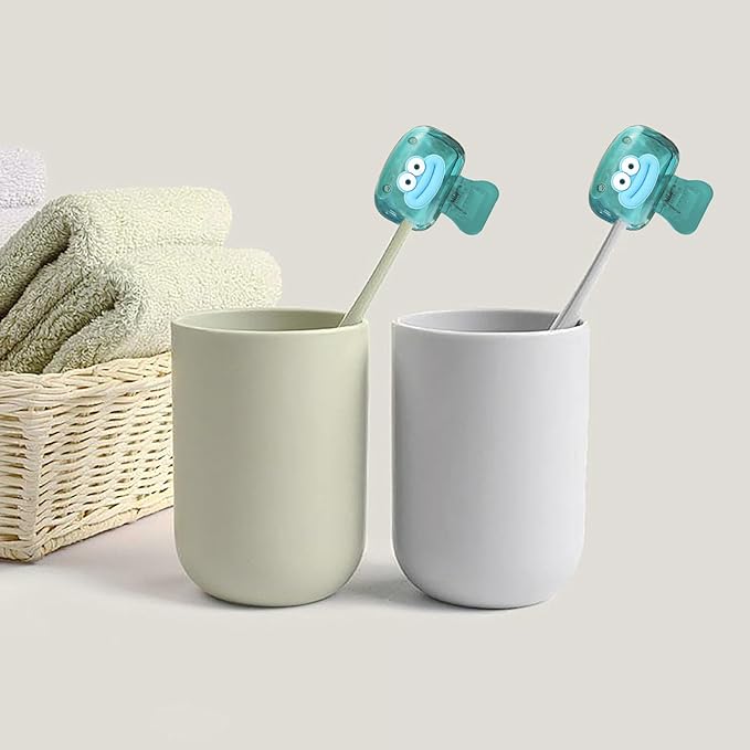 Upgrade 5 Pack Travel Toothbrush Head Covers Toothbrush Protector Cap Brush Pod Case Protective Portable Plastic Clip for Household Travel, Bathroom, School, Camping, Business (A)