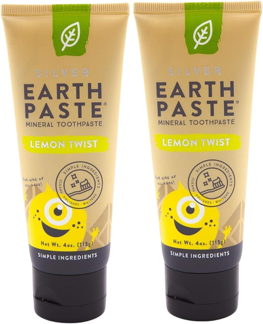 Redmond Earthpaste - Natural Non-Fluoride Toothpaste, 4 Ounce Tube (2 Pack, Lemon Twist)