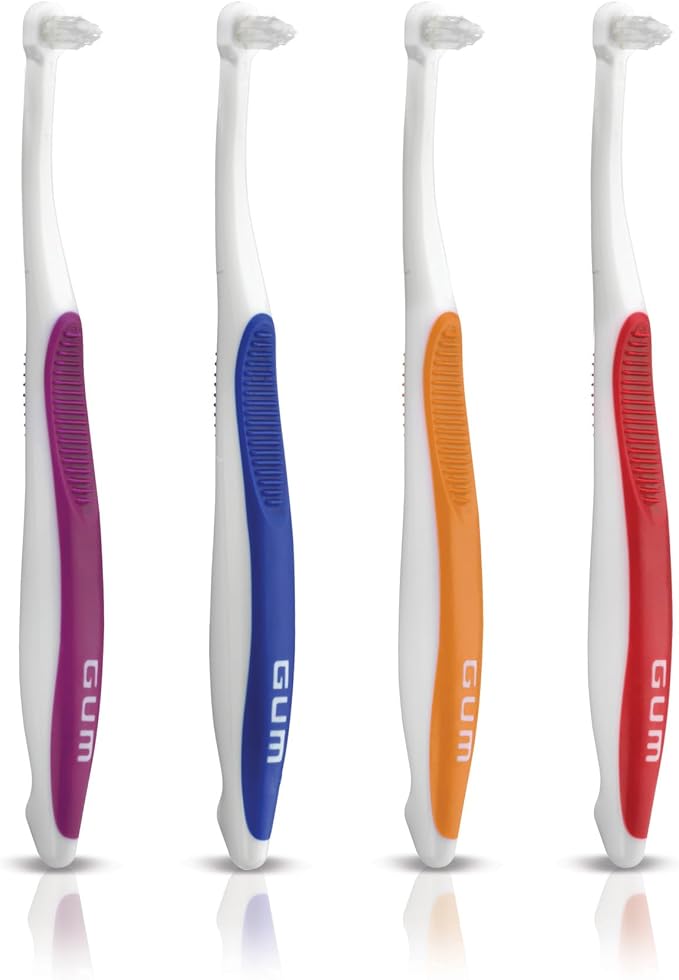 GUM End Tuft Toothbrush - Extra Small Head for Hard-to-Reach Areas - Implants, Back Teeth, and Wisdom Teeth - Soft Dental Brush for Adults, 1 Count