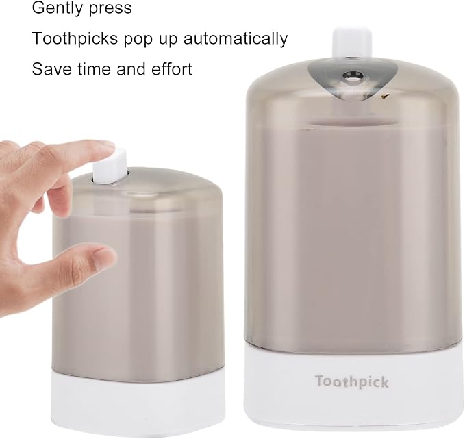 Automatic Toothpick Dispenser, Popping Up Toothpick Dispenser Thickening Toothpick Holder Pocket Toothpicks Container Tooth Pick Storage Box for Kitchen Restaurant Table Party(White)