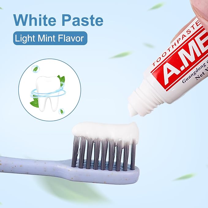 Toothpaste Bulk Travel Size, Disposable Small Travel Portable Mini Compact Pocket Size Toothpaste for Bad Breath, Vacation/Hotel/Camping Shelter/Homeless/Nursing Home/Charity 0.6 oz/ 17g (60 Tubes)