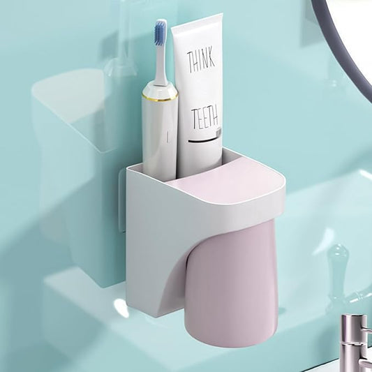 Toothbrush Holder Suction Cup Set, sgzscl Bathroom Storage Organizer Space Saving for Family Members Father Mother and Son/Daughter (Macaron Pink)