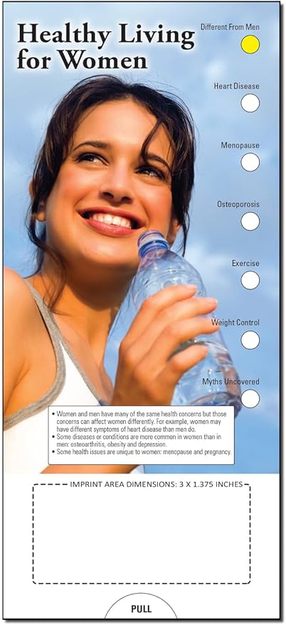 ZOCO - Healthy Living for Women Slide Chart - Custom Promotional Item (Pack of 250) - Menopause, Pregnancy, Osteoporosis, Weight Control Guide - Doctor’s Office, Clinics Handout - 3.75 x 8.5 in.