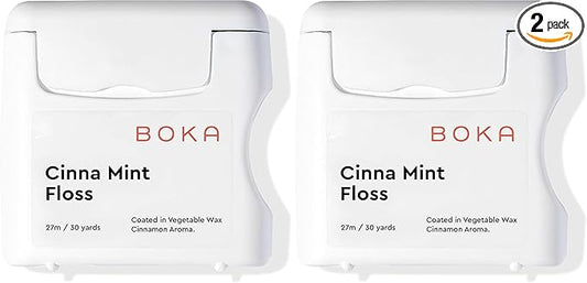 Boka Cinna Mint Woven Dental Floss, Made from Natural Vegetable Wax, Teflon-Free, 30 Yards of Waxed Floss (Pack of 2)
