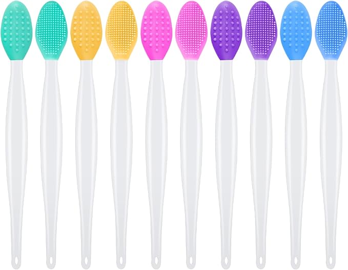 10PCS Cleansing Facial Silicone Brush Double Side Lip Exfoliating Pore Scrub Brush for Face Nose Clean Blackhead Removal Brushes Facial Brushes for Cleaning and Exfoliating