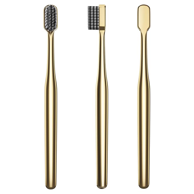 Z-VAPRESS Gold Plated Luxury Toothbrush Soft Bristles Toothbrush Travel Toothbrushes for Adults Limited Luxury Gold Plated Toothbrushes
