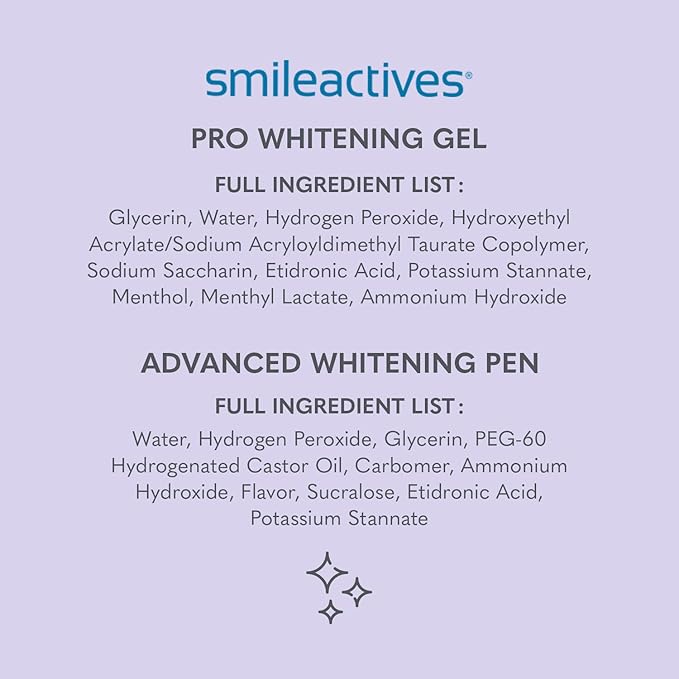 Smileactives Teeth Whitening Kit, Complete at Home Teeth Whitening Treatment, Travel Size Tooth Whitening, Stain Remover for White Teeth, Contains Clinical-Grade Hydrogen Peroxide, 60 Day Kit