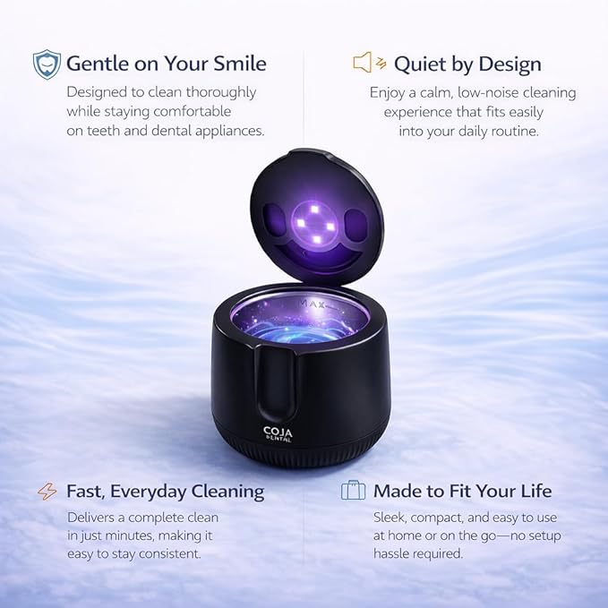 | Oral Cleansing Pod Pro + UV | Dentist-Designed Dental Pod for Retainers, Dentures & Aligners | Rechargeable USB-C (Slate Black)