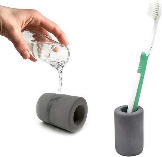 Mini Toothbrush Holders for Bathrooms - Diatomite Quick-Dry Organizer, Compact Portable Toothbrush Holder for Countertop, Shower & Travel Storage