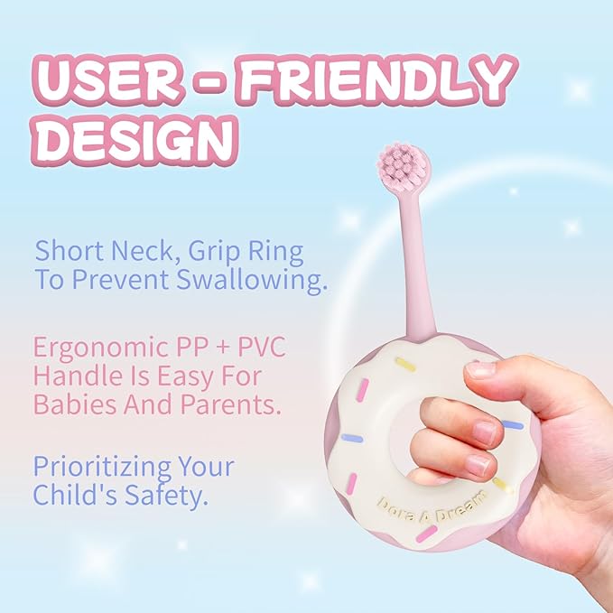 Infant Teething Ring Toothbrush for 0-3 Years, Safe and Soft, Infant Oral Care Teether with Bristles, Gentle on Baby Teeth and Gums, Dentist Recommended (3-Pack)