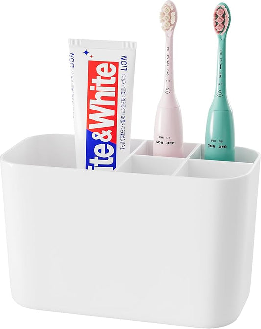 5 Slots Toothbrush Holders for Bathrooms, Wall Mounted Drill-Free Self-draining Wall Shower Holder for Toothbrush, Toothpaste, Razor, Removable for Bathroom Organizers and Storage(White)