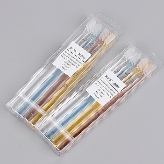 Superfine Soft Bristle Toothbrushes for Adults, 8Pcs Crystal Small Head Manual Toothbrush Set, Gentle Cleaning for Travel and Home Use