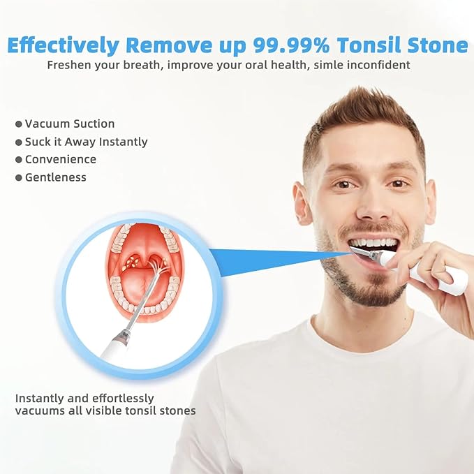 Oral Tools Tonsil Stone Removal Kit 10 in 1 Electronic Mouth Vacuum Oral Care with 5 Suction Modes Cleaner Dental Cleaning