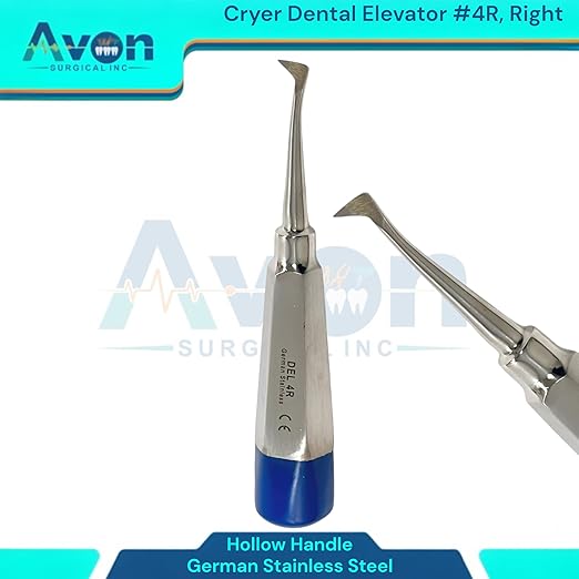 Root and Tooth Extraction Dental Cryer Elevator Pick, Sharp Angled Tip, Color-Coded Handle Ends | Autoclave-Safe German Stainless Steel Dental Instruments (2, #4L+#4R Cryer - Set)