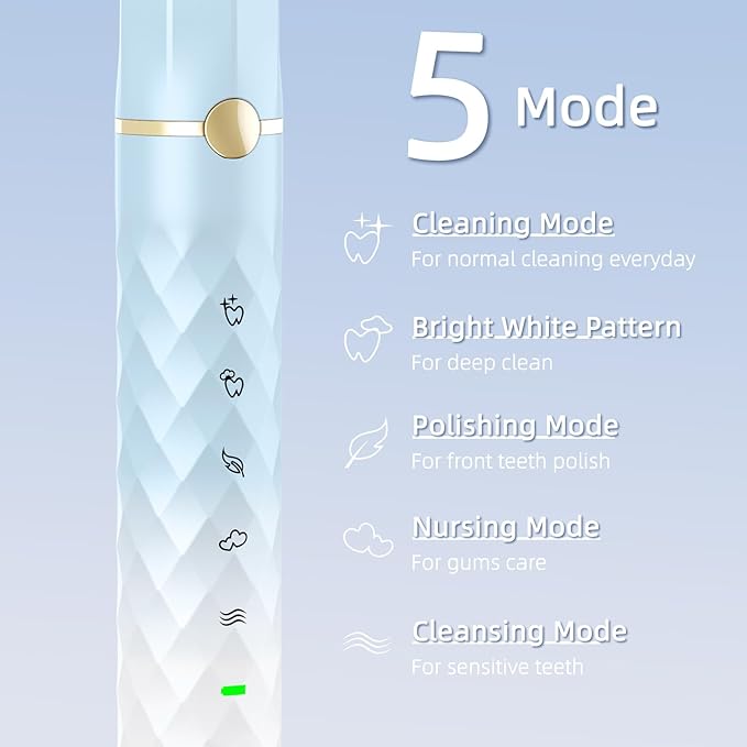 Electric Toothbrush Set, Equipped with 10 Brush Heads and Travel case, IPX8 Waterproof, 2-Minute Timer, 42000 high-Frequency Vibrations, 5 Modes, The First Choice for Gift Giving