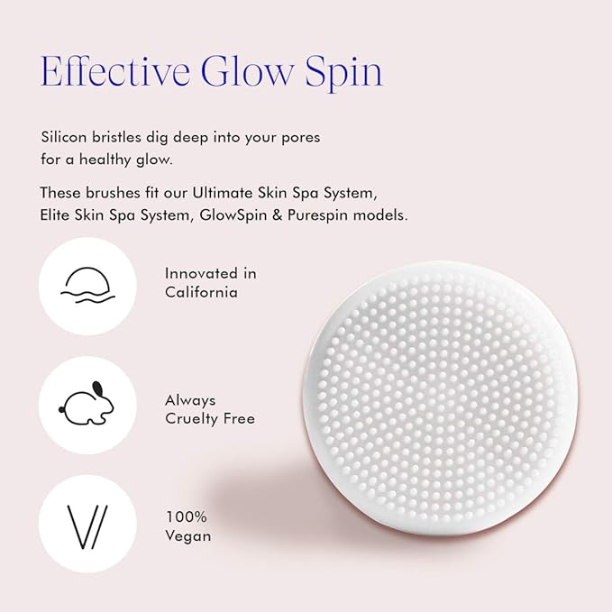 Vanity Planet Replacement Silicon Facial Brush Head compatible with Ultimate Skin Spa & GlowSpin, Water Resistant, Quick-Drying