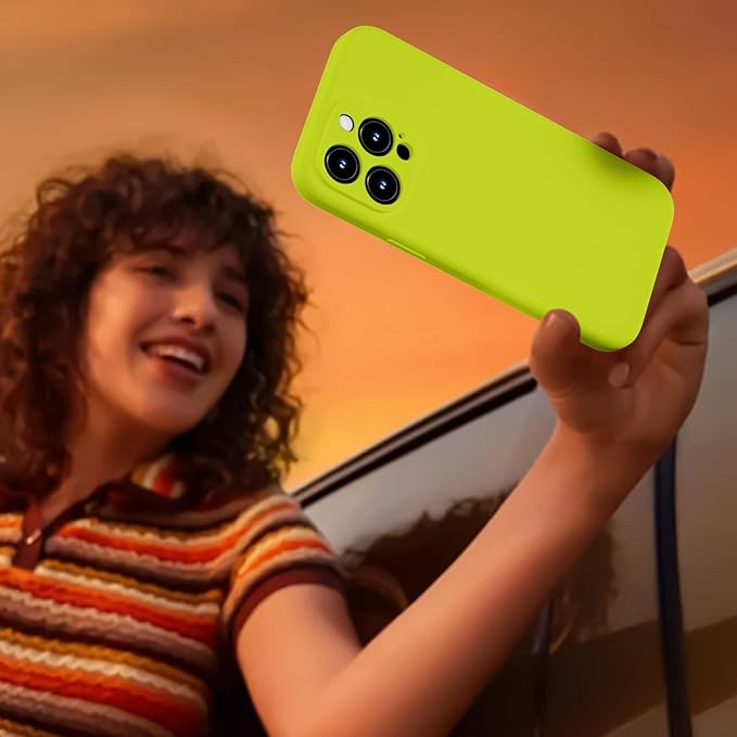 Magnetic for iPhone 15 Pro Case, Compatible with MagSafe, with 9H Nano Screen Protectors, Full Camera Protection, Silicone Shockproof Microfiber Lining Phone Case 6.1", Fluorescent Green
