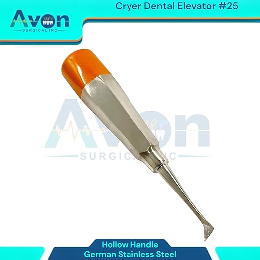 Root and Tooth Extraction Dental Cryer Elevator Pick, Sharp Angled Tip, Color-Coded Handle Ends | Autoclave-Safe German Stainless Steel Dental Instruments (1, #25 Cryer - Gold End)