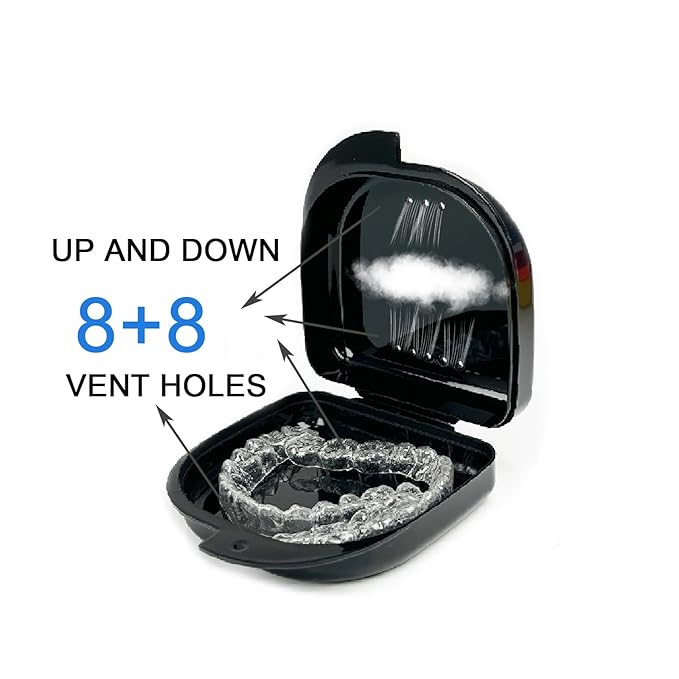 10 Pack Retainer Case,Dental Retainer Box with Vent Holes,Multicolor Storage Container for Aligner Mouth Guard Denture Box (Black)