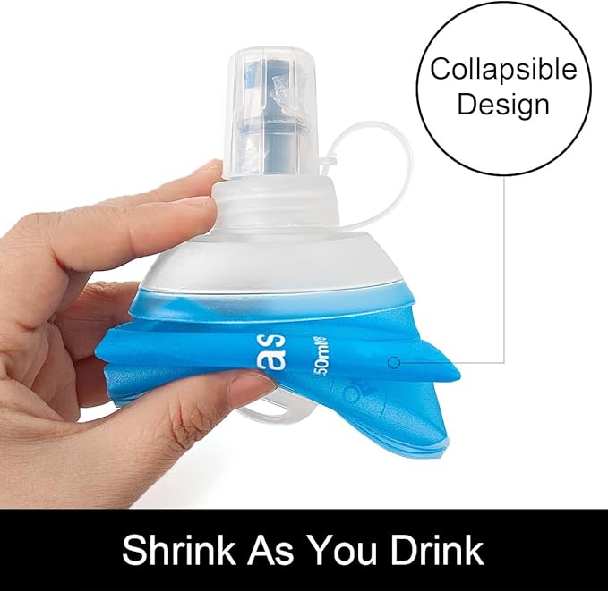 WILDREEDS 150ml Soft Flask, TPU Collapsible Soft Water Bottle for Hydration Pack, Running Vest, Folding Water Bottle for Hiking Cycling Climbing-2Pcs, Blue