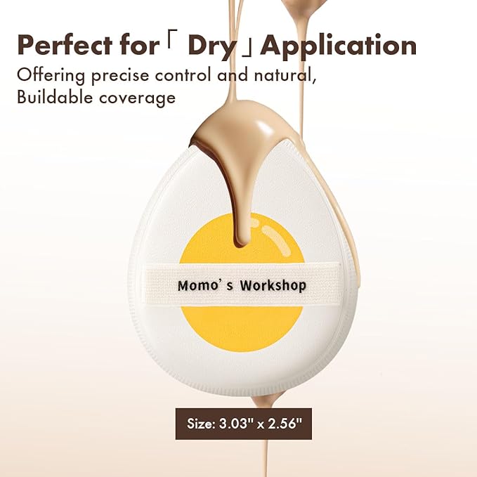 Momo’s Workshop Sun Egg Makeup Sponge Puff & Tomato Makeup Sponge Set - 2PC Medium Bounce Rubycell Foundation Puffs for Creamy Finish, Quick Blending, Comfortable for All Skin Types & Storage Case