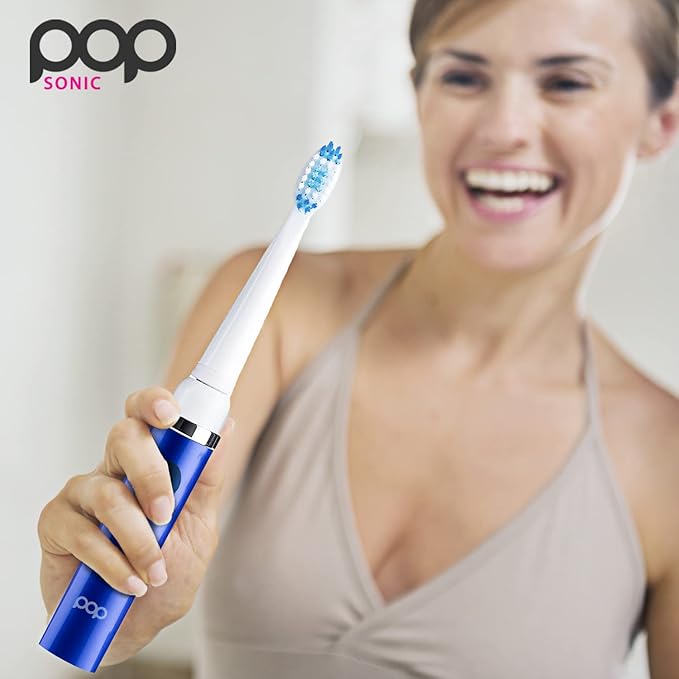 Pop Sonic Electric Toothbrush (Royal Blue) - Travel Toothbrushes w/AAA Battery | Kids Electric Toothbrushes with 2 Speed & 15,000-30,000 Strokes/Minute, Dupont Nylon Bristles