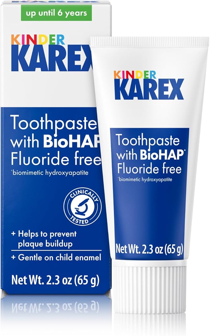 Kinder Karex Hydroxyapatite Kids Toddler Toothpaste I Fluoride Free I Clinically Tested I 2.3 oz