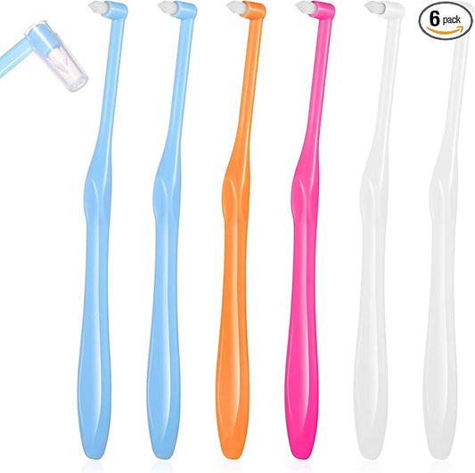 6 Pcs End Tuft Toothbrushes End Tuft Brush Single Tufted Toothbrush Tufted Tooth Brush Soft Interdental Interspace Brushes Trim Toothbrush for Detail Cleaning