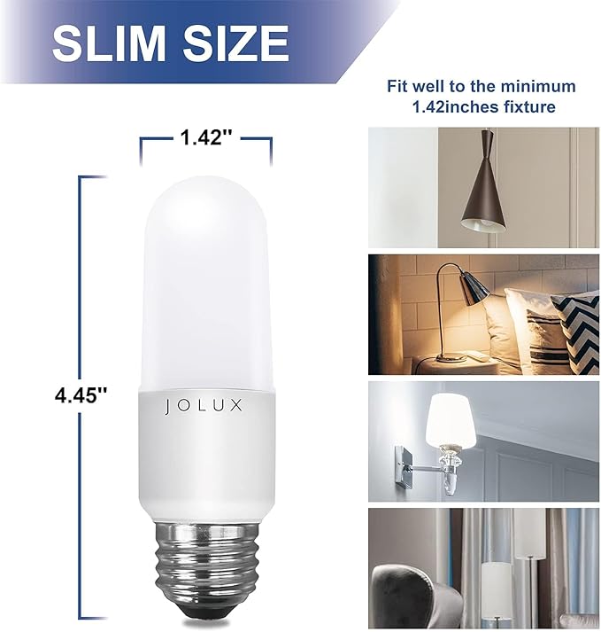 Jolux led Stick Lights, led Bulbs 60 watt Equivalent, 800 Lumen,2700K Soft White,e26 Bulb,Non-Dimmable, Enclosed Fixture Rated,6 Count (Pack of 1)…