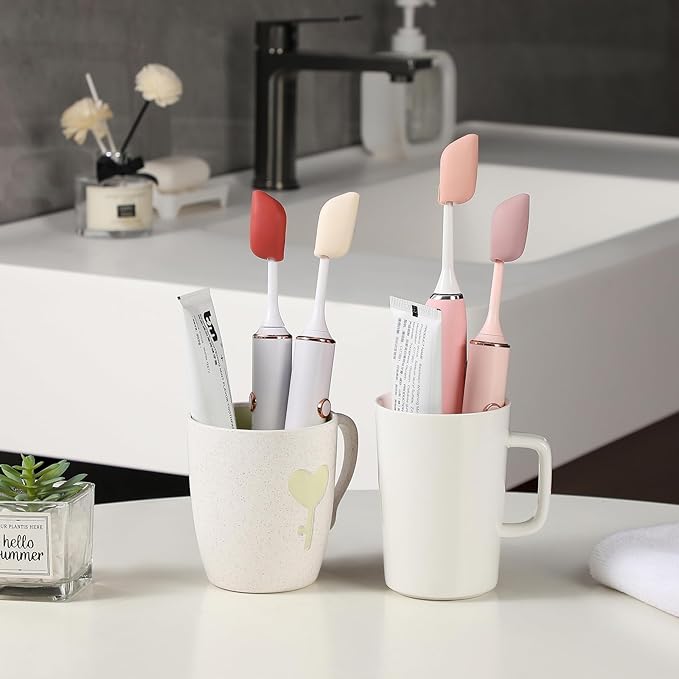 Muslish Silicone Toothbrush Covers, 4 Pack Tooth Brush Cover Cap for Electric & Manual Toothbrush Heads, Portable Toothbrush Protector for Travel, Home (Cream)