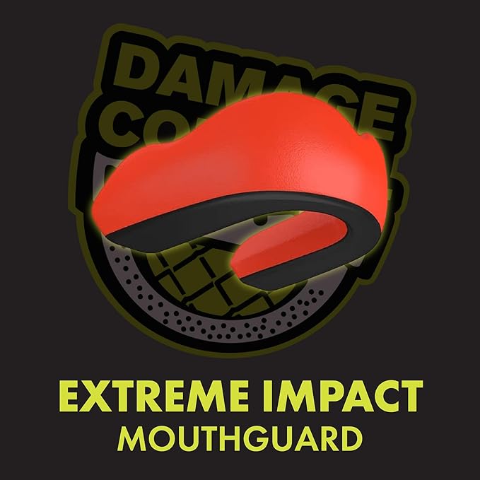 DAMAGE CONTROL Extreme Impact Mouth Guard – Sports Mouthguard for Boxing, MMA, BJJ, Hockey, Rugby, Lacrosse, & More – Mouthpiece for Teeth & Jaw Protection, for Youth & Adults (Youth, Red)