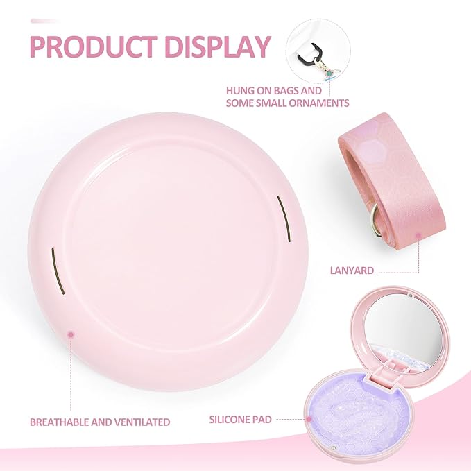 Retainer Case with Mirror and Lanyard,Slim Aligner Case with Vent Holes, Retainer Removal Tool and Brush(Pink with Lanyard)